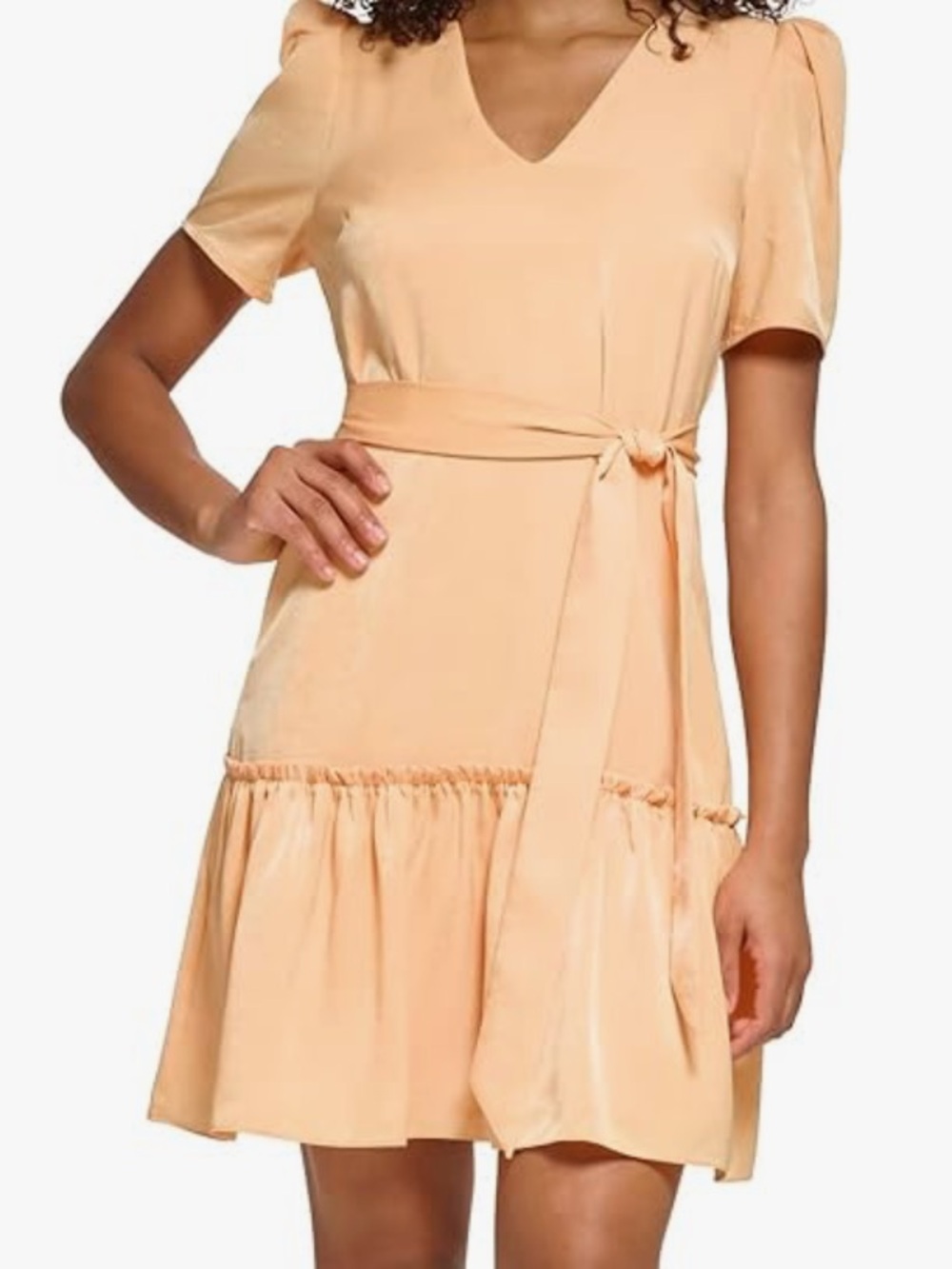 Karl Lagerfeld Paris Ruffle Mini Dress in Apricot size 8 NWT